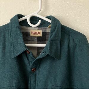 Red Head Men’s Size 3XL Fleece Lined Flannel Long Sleeve Shirt Green Deep Sea